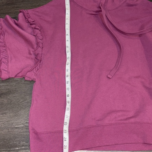Rebecca Minkoff Evelyn Hoodie Sweatshirt Ruffle Sleeve Size XL Color:Grape - Picture 8 of 10